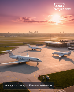 Аэропорты для бизнес-джетов — частный самолёт на перроне терминала FBO