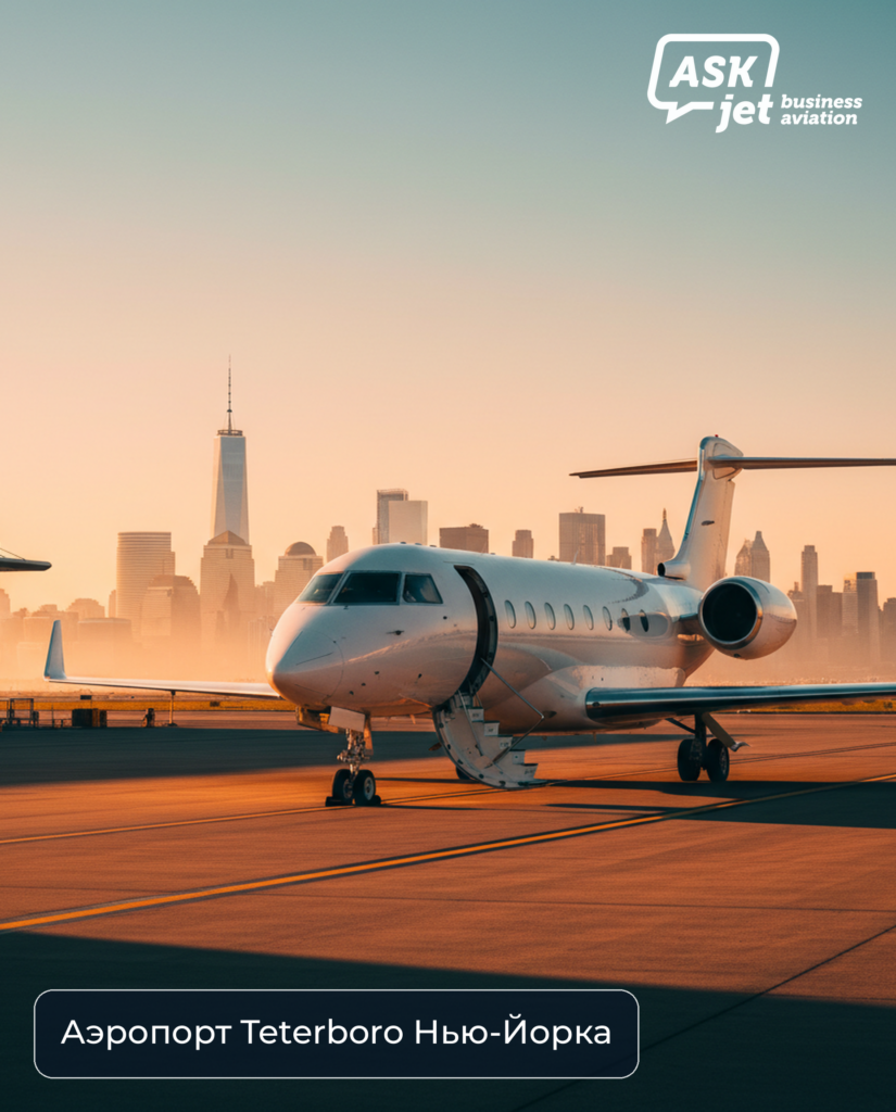 Бизнес-джет на перроне аэропорта Teterboro частная авиация Нью-Йорка