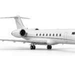 Bombardier Global 5500 — белый бизнес-джет, нос направлен вправо